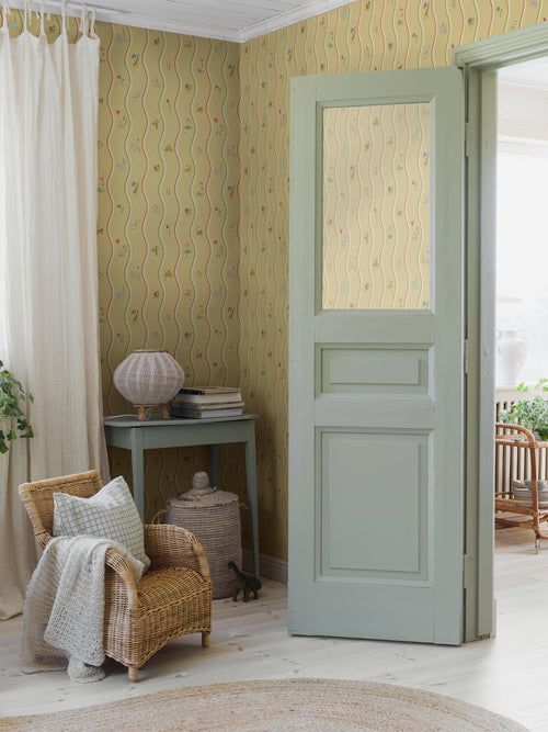 Mural infantil Animais com Riscas Onduladas Amarelo Boråstapeter - KidsR