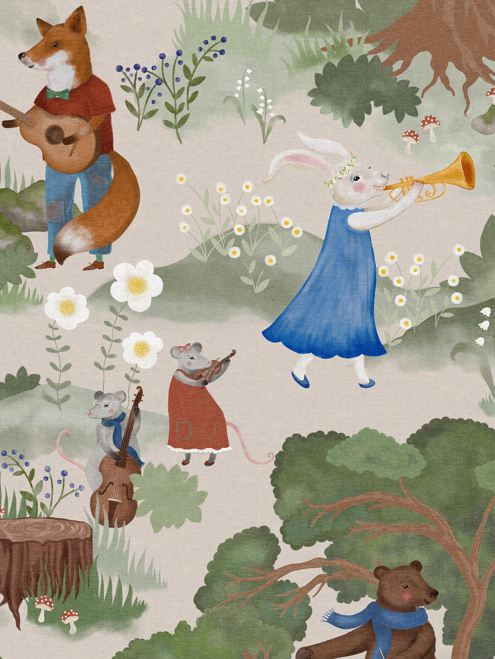 Mural infantil Orquestra da Floresta Multicolor Boråstapeter - KidsR