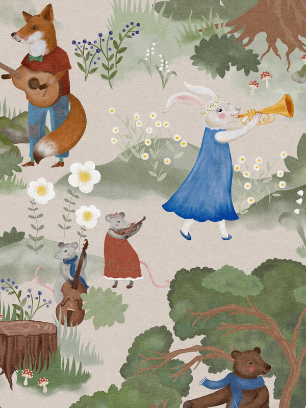 Orquestra da Floresta - Multicolor – detalhe do padrão | Boråstapeter