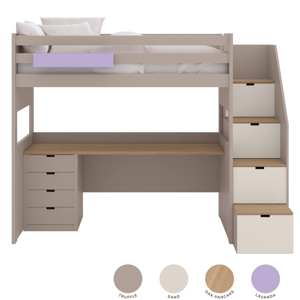 Cama Loft XL com Secretária e Escadas de Arrumação – Muba Design