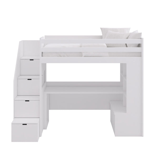 Cama Loft XL com Secretária, Estante e Escadas de Arrumação – Muba Design – imagem 3