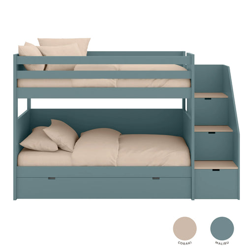 Beliche com escadas de arrumação e cama gavetão – Muba