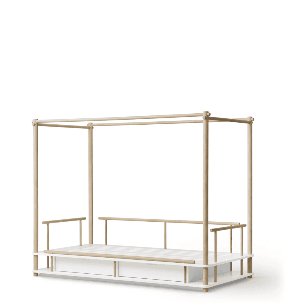 Cama de Dossel infantil Camp Branco/Madeira - 90x180 cm – Oliver Furniture