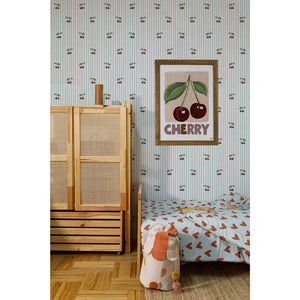 Papel de Parede Little Cherries on Blue Stripes – Dekornik – imagem 2