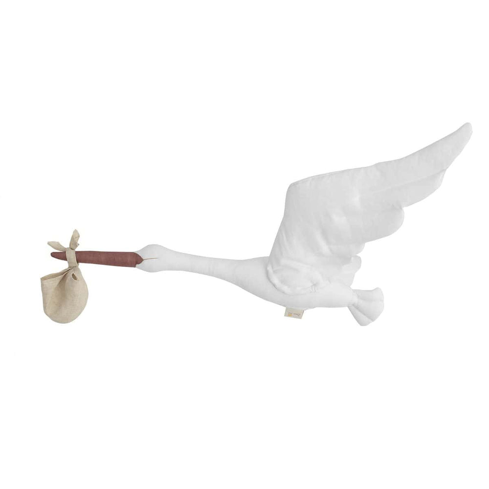 Cegonha de linho branco com saco – Love Me Decoration