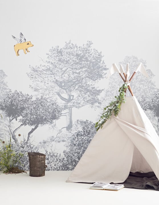 Mural Hua Trees — Cinzento Sian Zeng — imagem de ambiente