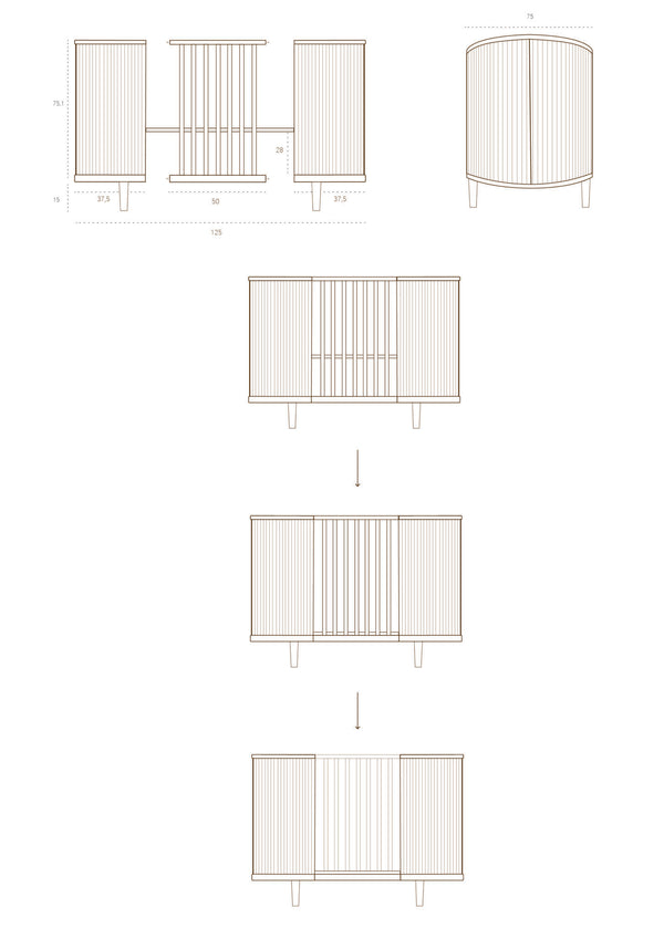 Berço Kai 70x120 - evolutivo — Smoked Oak — detalhe 7