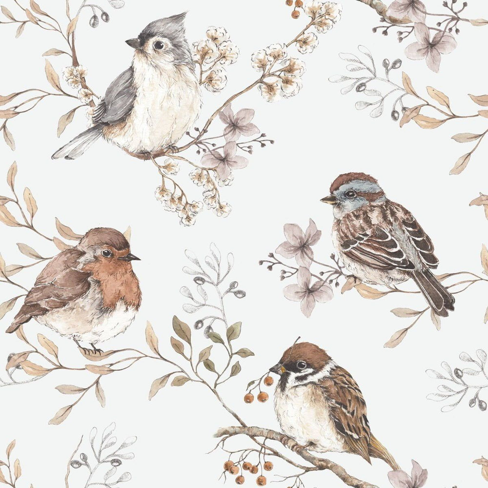 Papel de Parede Birds White-Gray – Dekornik – imagem 1