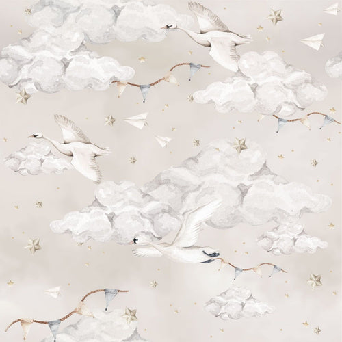 Papel de Parede Magic Swans Beige – Dekornik – imagem 1