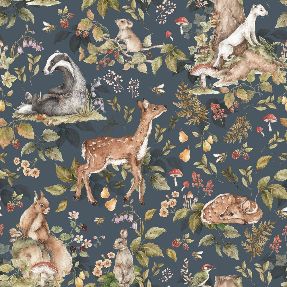 Papel de Parede Cute forest animals Dark – Dekornik – imagem 1