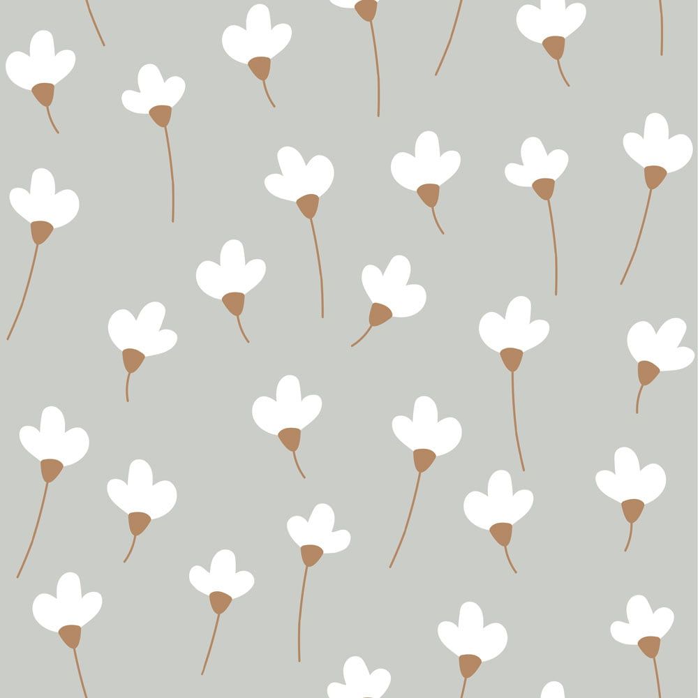 Papel de Parede Simple Daisies on gray – Dekornik – imagem 1
