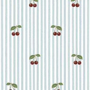 Papel de Parede Little Cherries on Blue Stripes – Dekornik – imagem 1