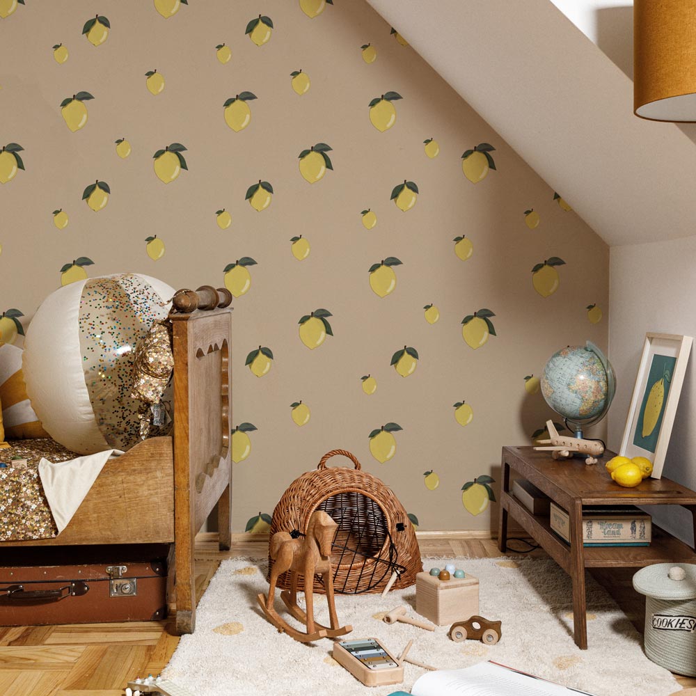 Papel de Parede Little Lemons Beige – Dekornik – imagem 1