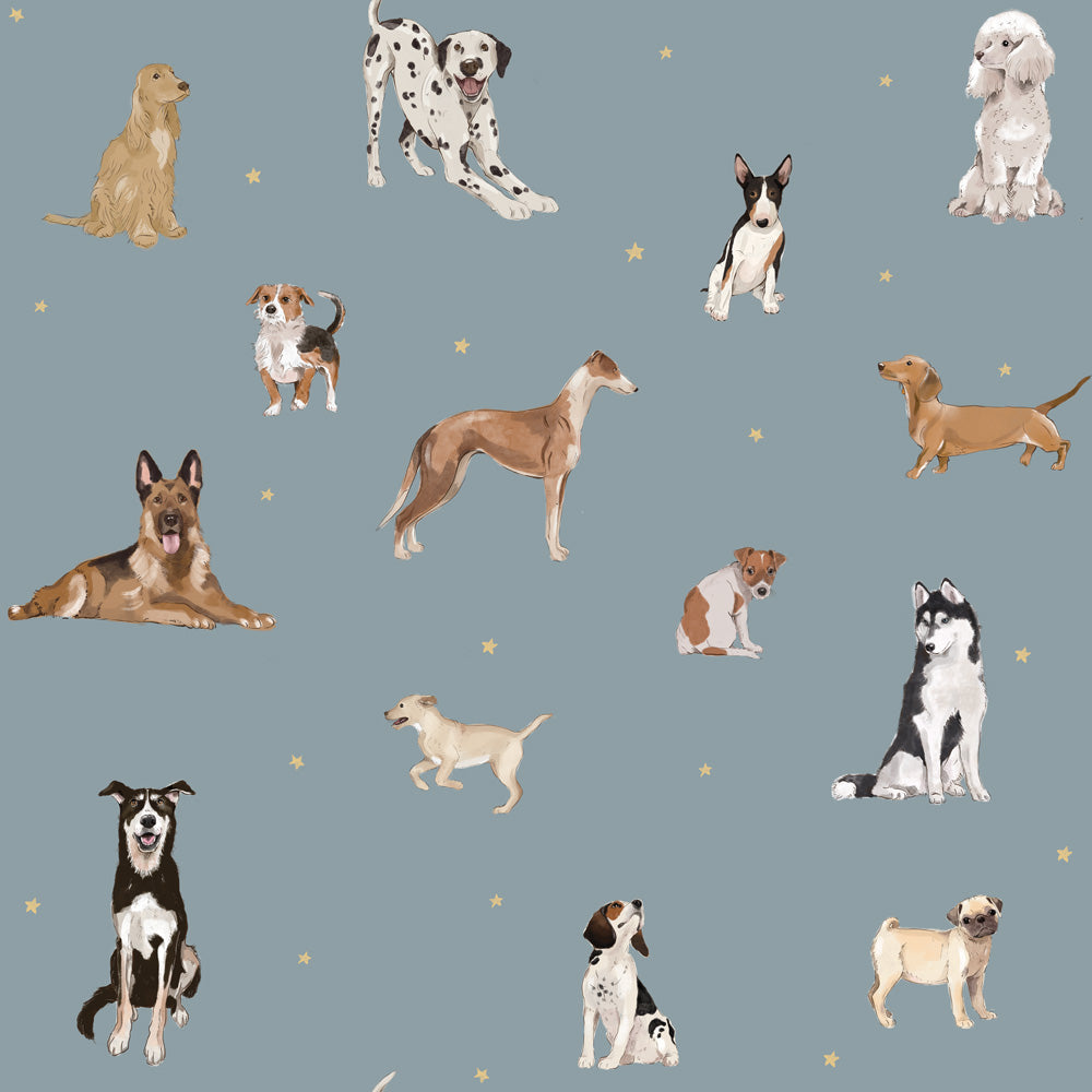 Papel de Parede Dogs are The Best Blue – Dekornik – imagem 1