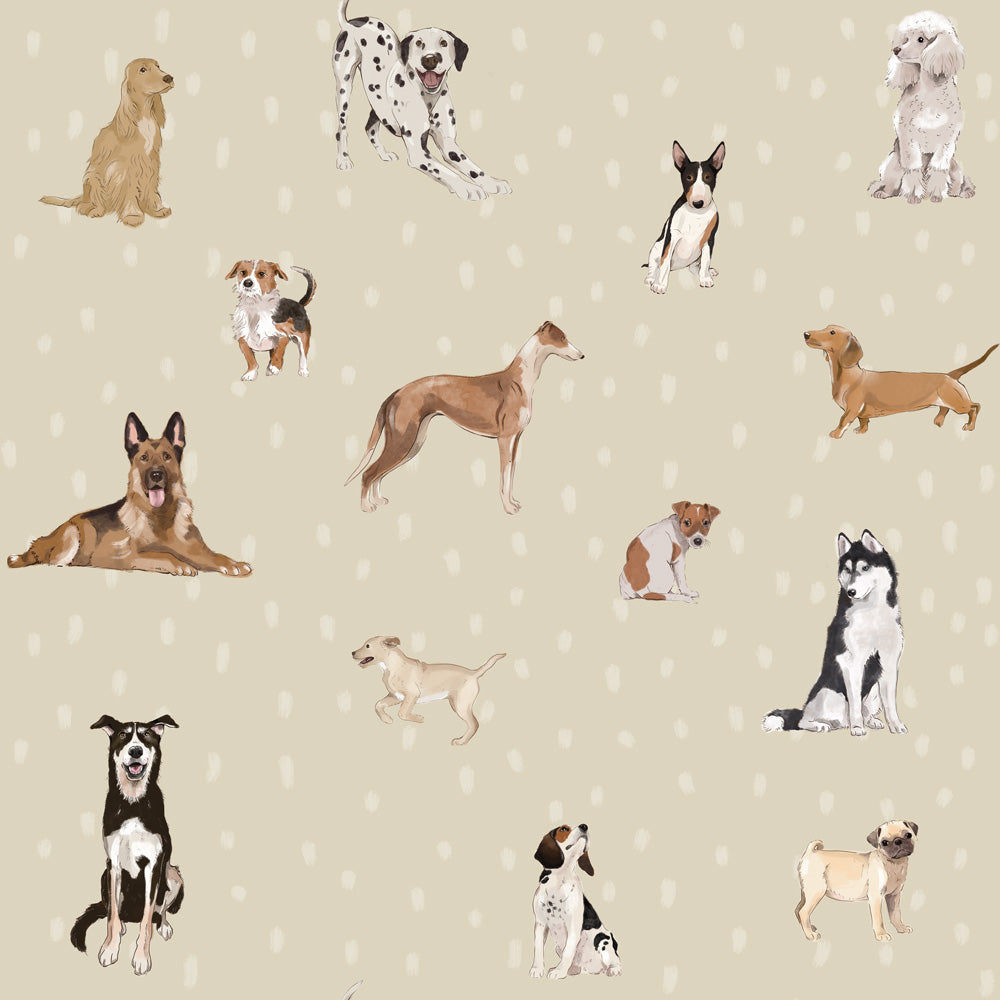 Papel de Parede Dogs are The Best Beige with Dots – Dekornik – imagem 1