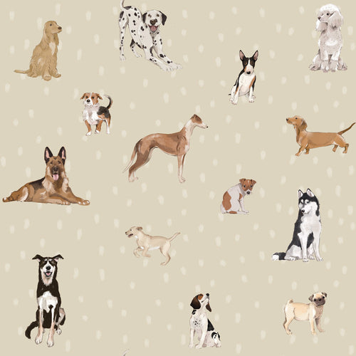 Papel de Parede Dogs are The Best Beige with Dots – Dekornik – imagem 1