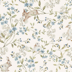 Papel de Parede Meadow Friends with ducks and bunnies – Dekornik – imagem 1