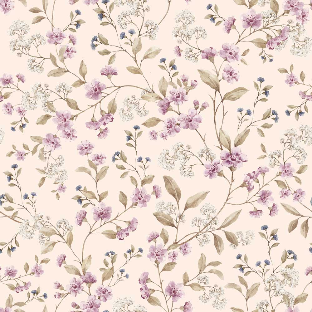 Papel de Parede Meadow in Pink and Blue flower – Dekornik – imagem 1