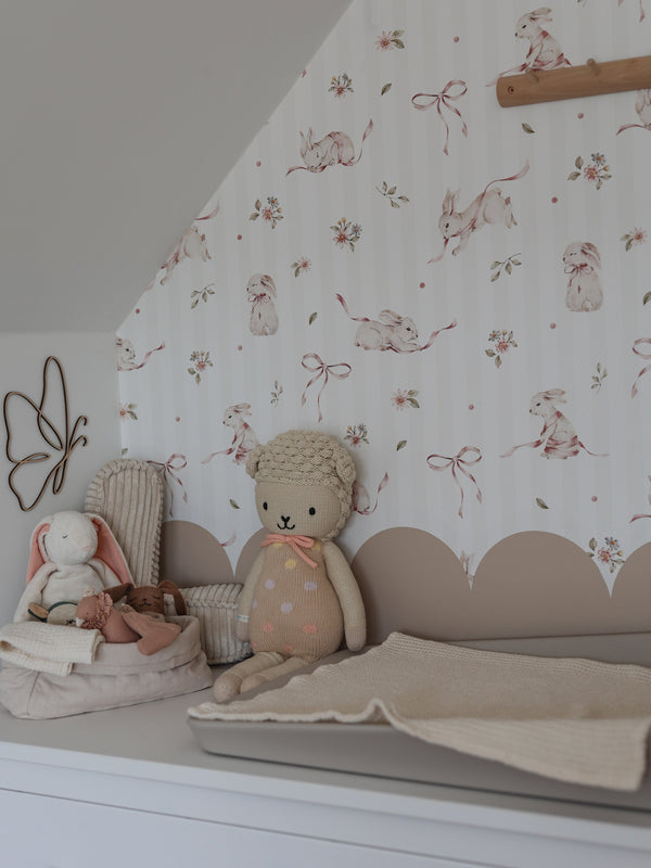Papel de Parede Pink Rabbits On Stripes – Dekornik – imagem 4