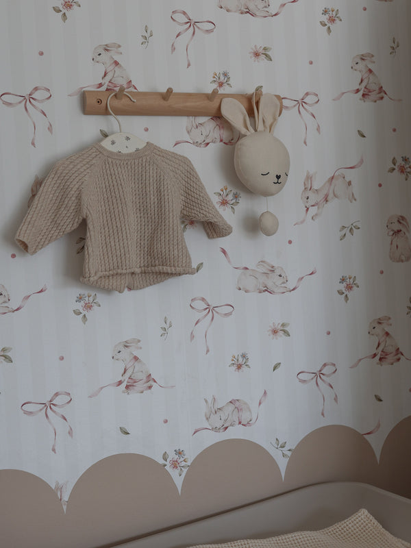 Papel de Parede Pink Rabbits On Stripes – Dekornik – imagem 5