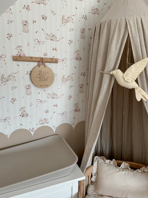 Papel de Parede Pink Rabbits On Stripes – Dekornik – imagem 3