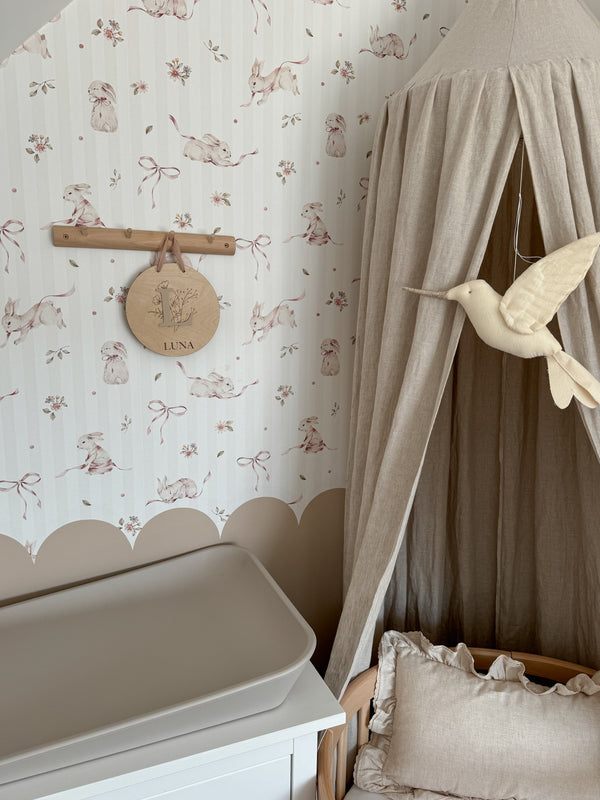 Papel de Parede Pink Rabbits On Stripes – Dekornik – imagem 3