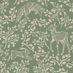 Papel de Parede Forest animals and fairytale green – Dekornik – imagem 1