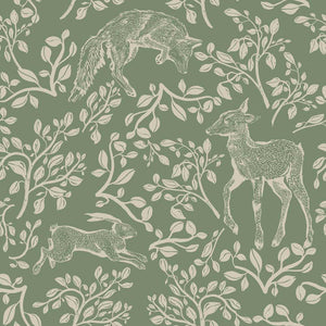 Papel de Parede Forest animals and fairytale green – Dekornik – imagem 1