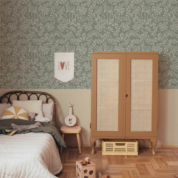 Papel de Parede Forest animals and fairytale green – Dekornik – imagem 2