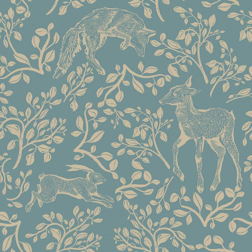 Papel de Parede Forest animals and fairytale blue – Dekornik – imagem 1
