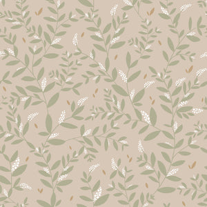 Papel de Parede Delicate Twigs with Green and Beige – Dekornik – imagem 1