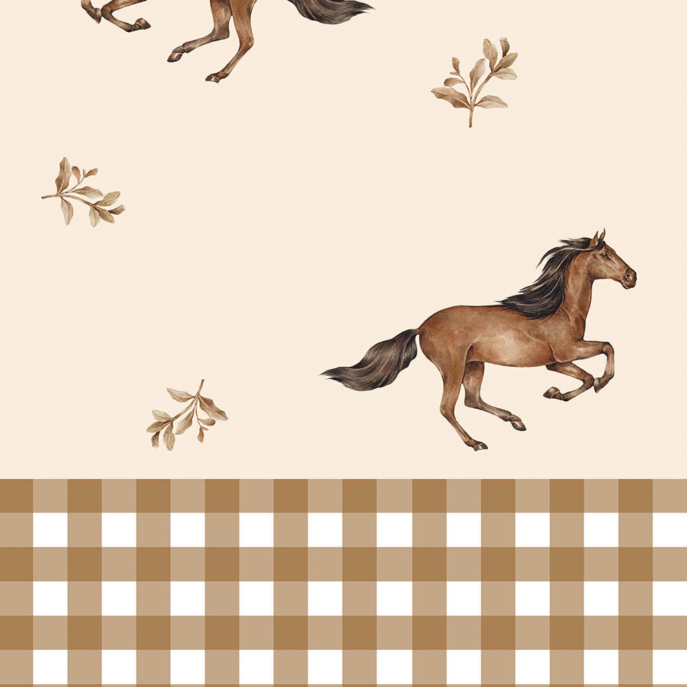 Papel de Parede Horses And Check Brown – Dekornik – imagem 1
