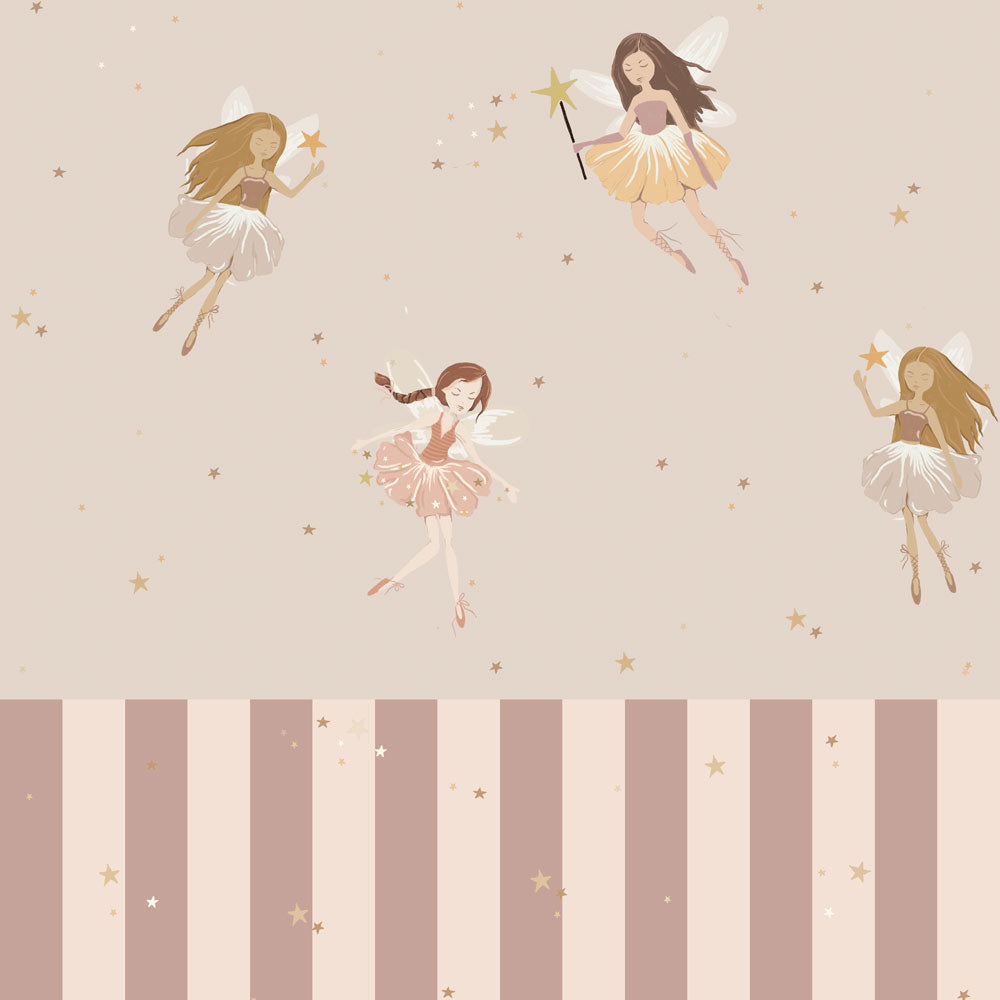 Papel de Parede Fairies Beige And Stripes – Dekornik – imagem 1