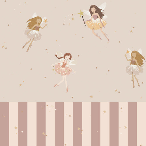 Papel de Parede Fairies Beige And Stripes – Dekornik – imagem 1