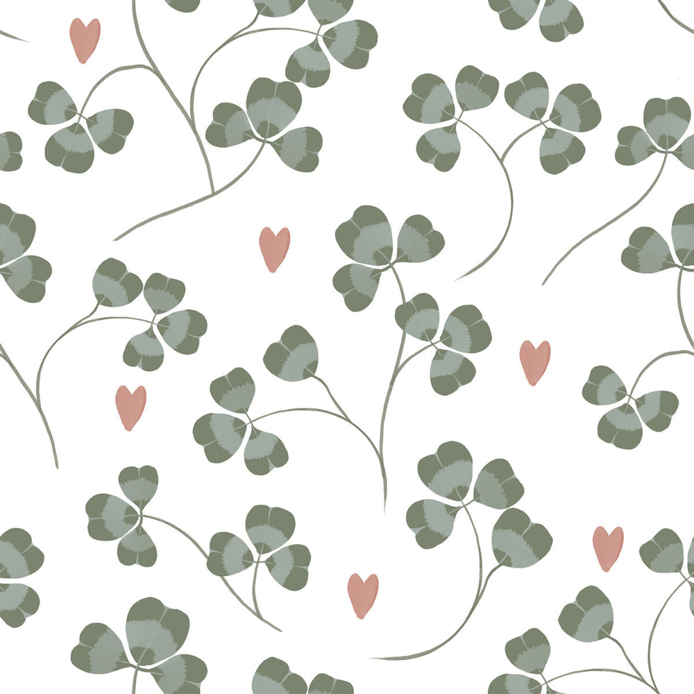 Papel de Parede Pastel Clover and Hearts – Dekornik – imagem 1