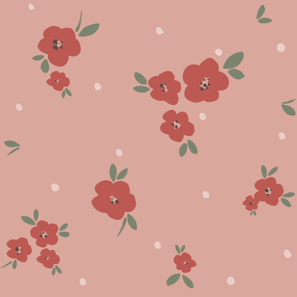 Papel de Parede Floral Draw Pink Red – Dekornik – imagem 1