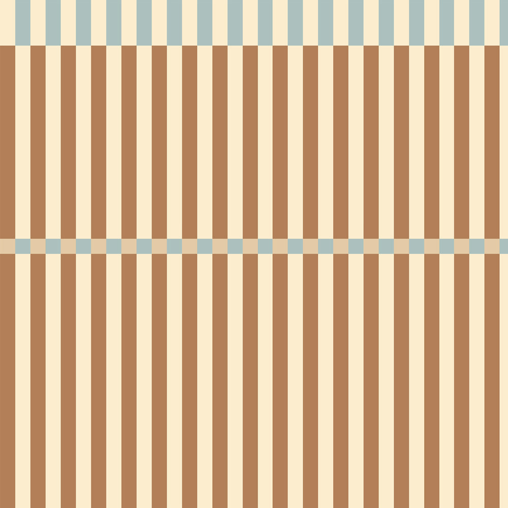 Papel de Parede Stripes nostalgia brown blue vintage – Dekornik – imagem 1