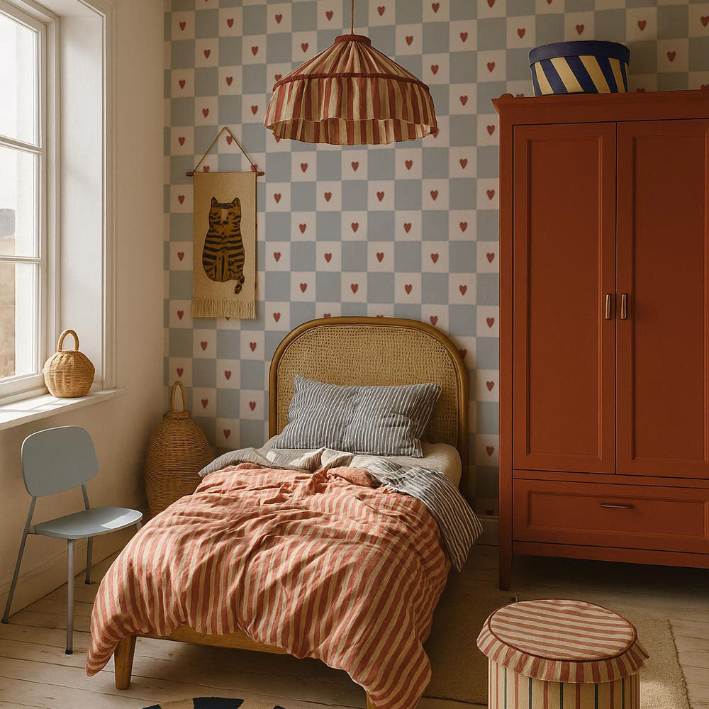 Papel de Parede French hearts check – Dekornik – imagem 1