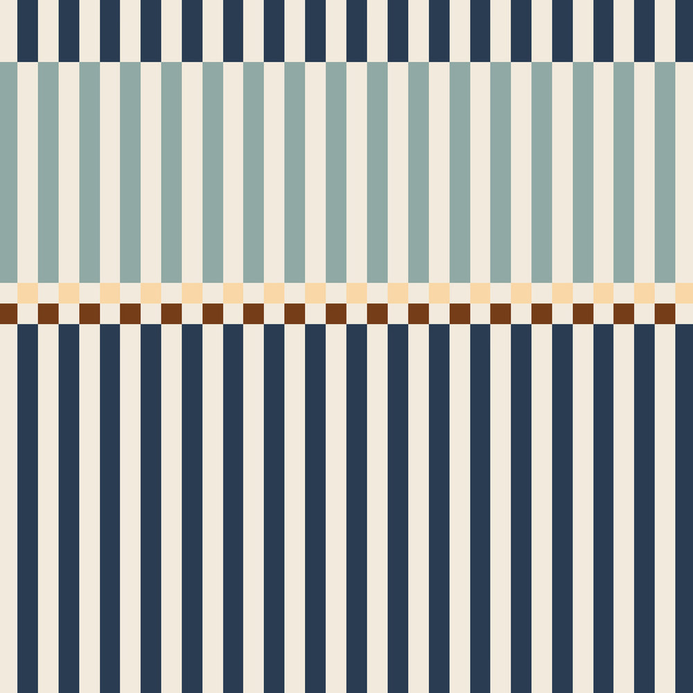 Papel de Parede Stripes happy 2 colours navy blue and mint – Dekornik – imagem 1