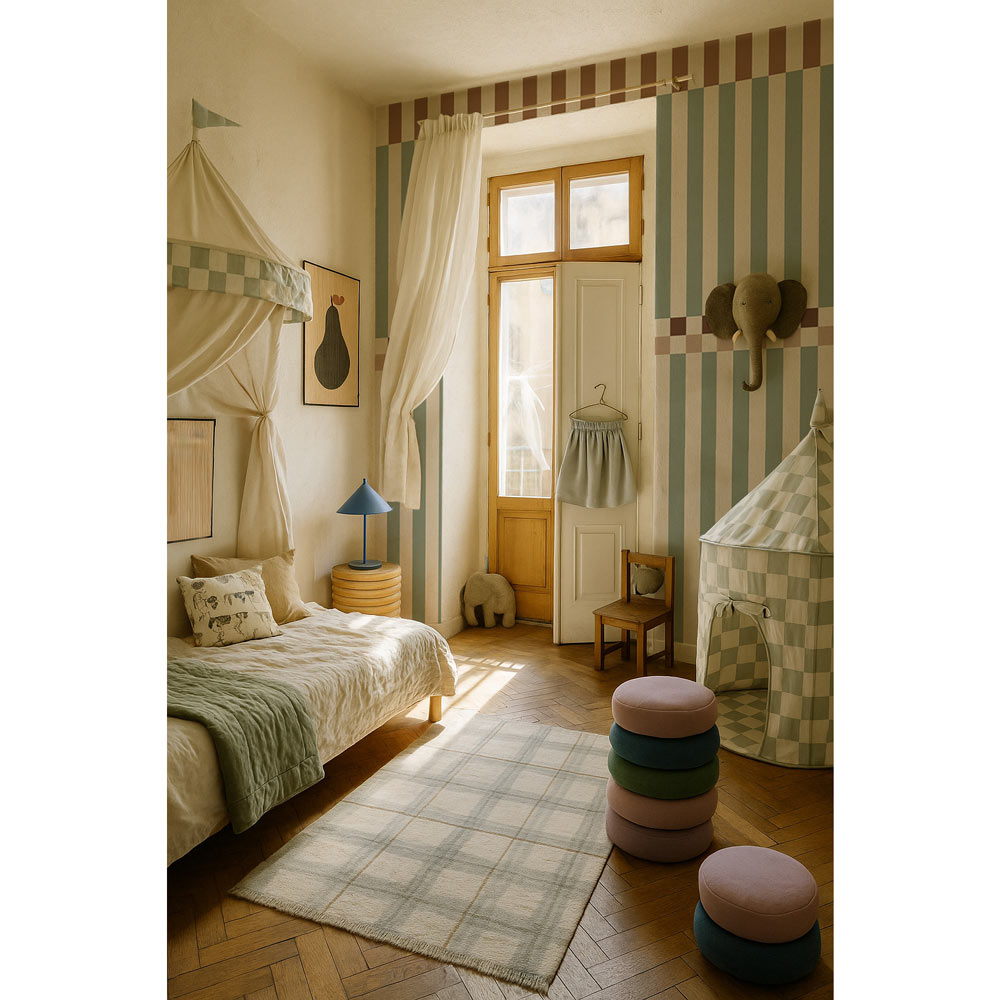 Papel de Parede Stripes happy green and cherry – Dekornik – imagem 1