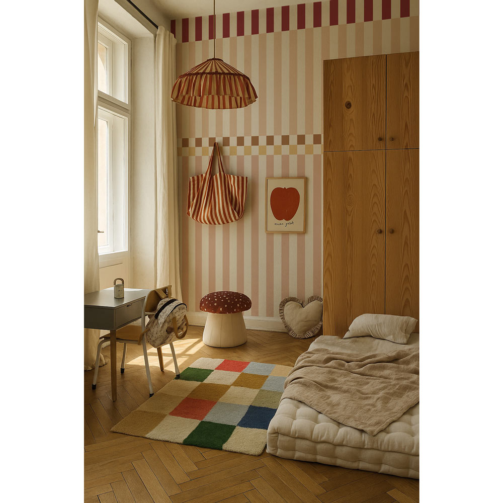 Papel de Parede Stripes happy cherry pink – Dekornik – imagem 1