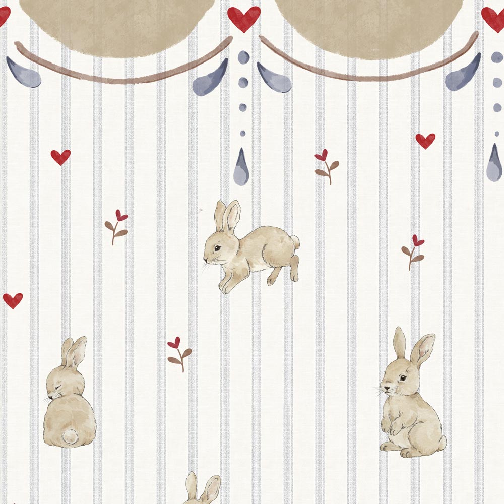 Papel de Parede Rabbits hearts with ornament – Dekornik – imagem 1