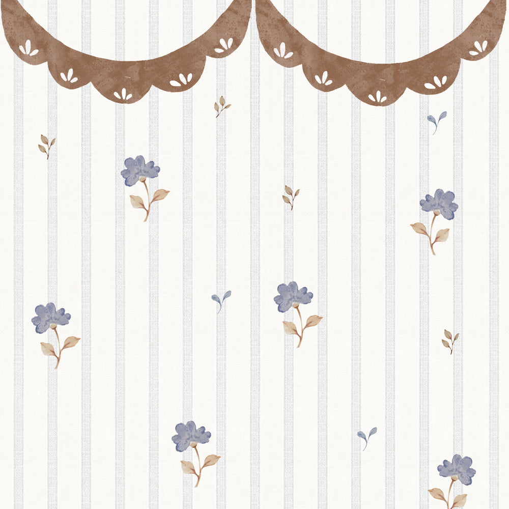 Papel de Parede Delicate retro flowers with ornament – Dekornik – imagem 1