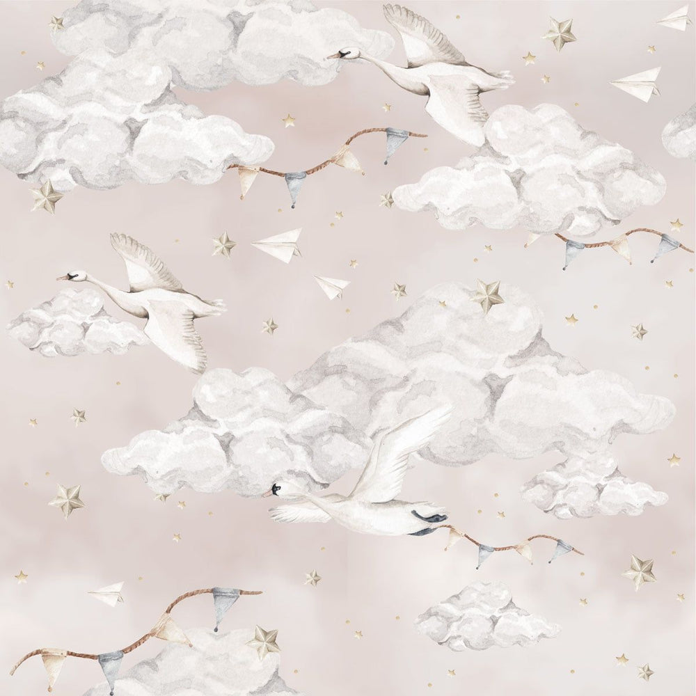 Papel de Parede Magic Swans Pink – Dekornik – imagem 1