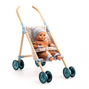 Djeco Little Cubes — Carrinho de Madeira para Bonecas, 44 cm
