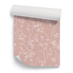 Papel de Parede Feather Plant — Rosa Blush Sian Zeng — detalhe do padrão