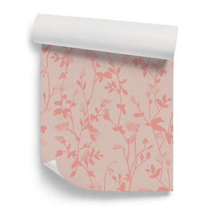 Papel de Parede Feather Plant — Rosa Sian Zeng — detalhe do padrão