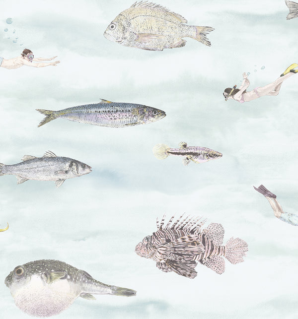 Papel de Parede Fish — Azul/Verde Sian Zeng