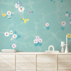 Mural Floral Bath — Azul Sian Zeng — detalhe do padrão