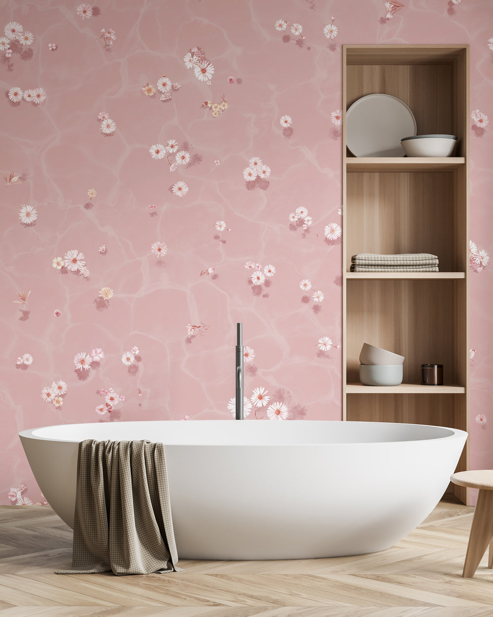 Mural Floral Bath — Rosa Blush Sian Zeng